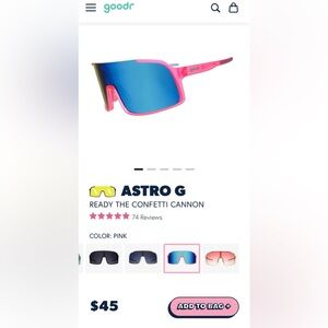 goodr Astro G Sunglasses in Pink with Blue Mirror Lens